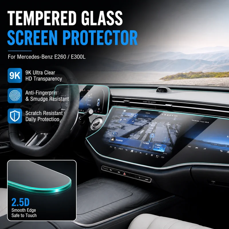 For Mercedes-Benz E260/E300L Tempered Glass Screen Protector, Center Console Navigation Display Film Decorative Accessory