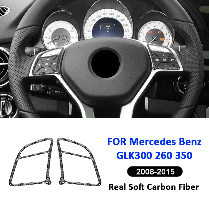 Carbon Fiber Car Steering Wheel Buttons Panel Trim Frame Interior Decoration Sticker For Mercedes Benz GLK 300 260 350 2008-2015