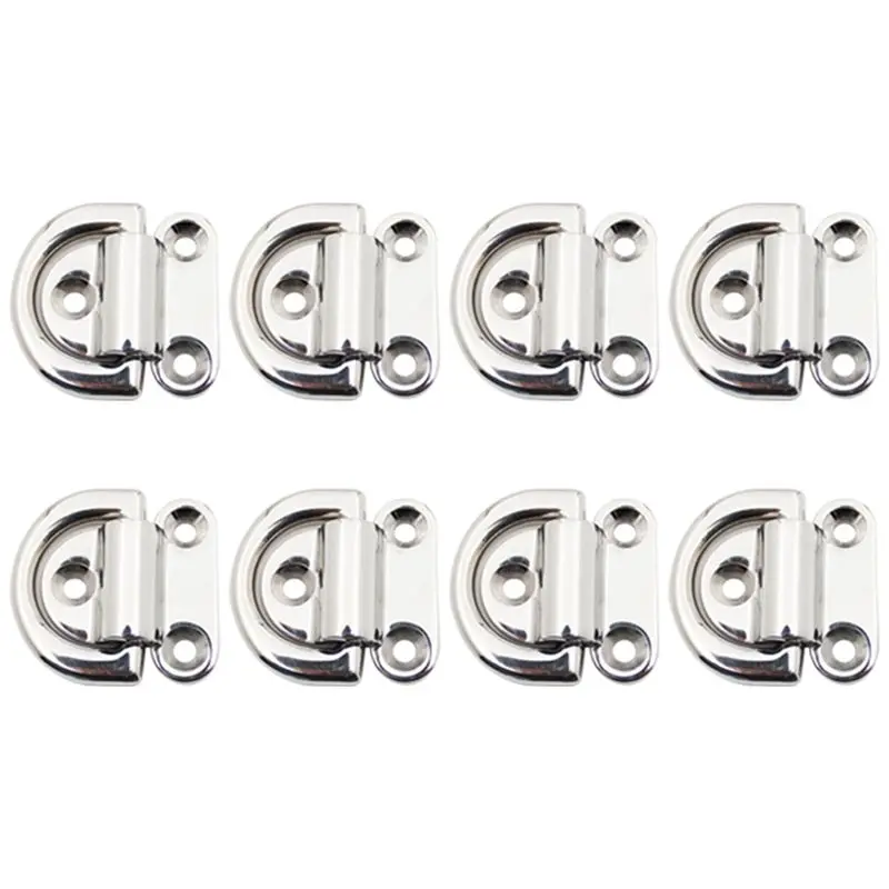 

D-Ring Deck Collapsible Pad Eye Tiedown Cleats For Yacht Motorboat Truck Mirror Polished Ship Parts 4Pcs-T61C
