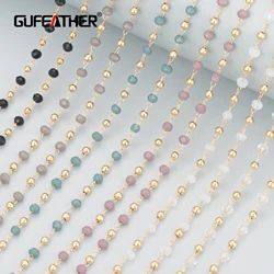GUFEATHER C184,diy 체인, 패스 REACH, 니켈 프리, 18k 금 도금, 구리, 구슬, 수제, diy 팔찌 목걸이, 보석 만들기, 1 메터/몫