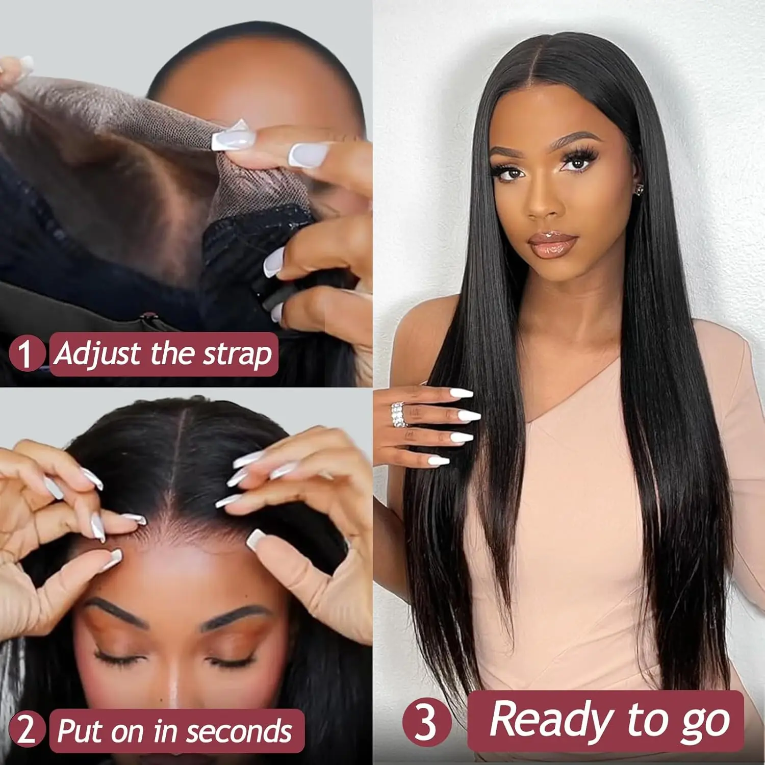 Wear and Go Glueless Wigs Human Hair Pre Plucked Pre Cut HD Lace 6x4 Straight Lace Front Wigs Human Hair Glueless Lace Front Wig