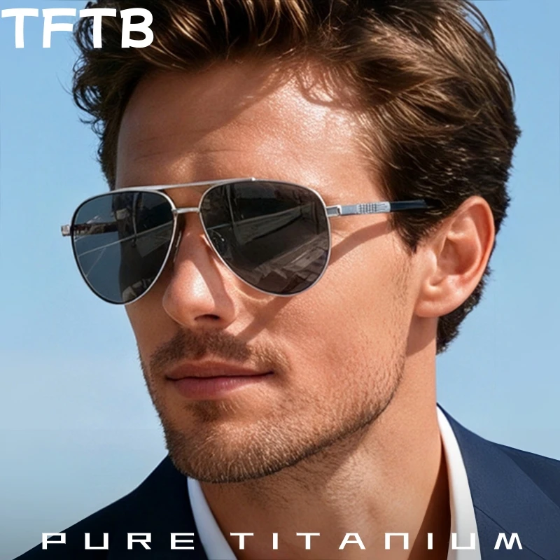 

TFTB Luxury Men's and Women's Pure Titanium Pilot Sunglasses High Quality UV400 Glass Lens Fashion Trend Driving Glasses S19203