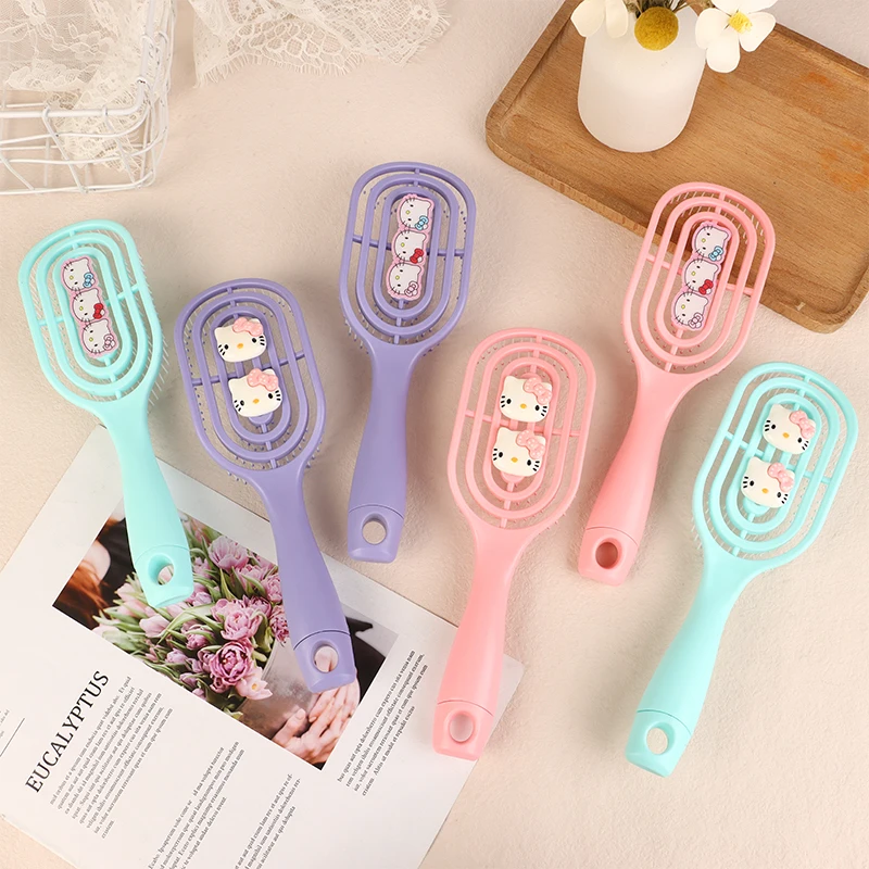 Fashion Kawaii Sanrio Hello Kitty Massage Airbag Comb Anime Cartoon Hair Brush Handle Portable Combs Girl Children Gifts DIY