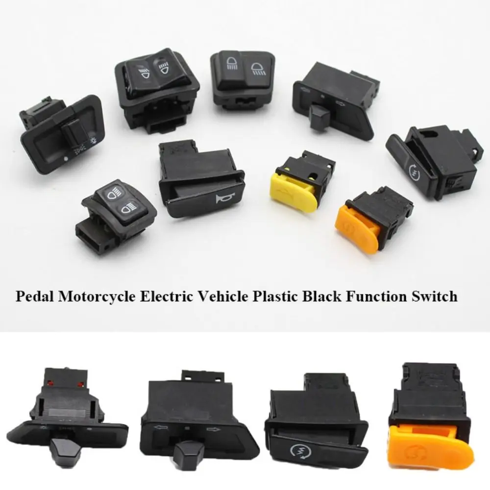 

High Quality Plastic Pedal Motorcycle Switch Black 9 Styles Electric Vehicle Parts Start Dimmer Switch Electric Bike Accessories