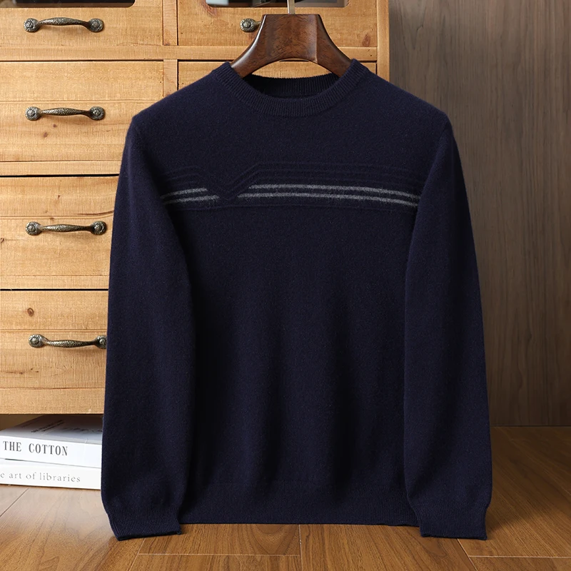 عالية الجودة الرجال 100% الكشمير الخالص البلوز العلامة التجارية الفاخرة محبوك سترة فضفاضة مستديرة الرقبة البلوز الشارع الشهير #3