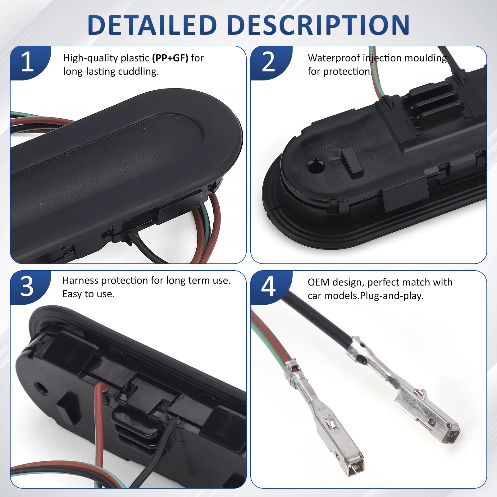 زر تحرير الباب الخلفي من بلاستيك ABS باللون الأسود لسيارة دودج جراند كارافان كرايسلر باسيفيكا فوياجر تاون آند كونتري OE 5080529AD