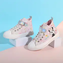 2024 neue Minnie Maus Kinder neue Mädchen High Top bequeme Sport und Freizeit Prinzessin Stil Leinwand Board Kinderschuhe