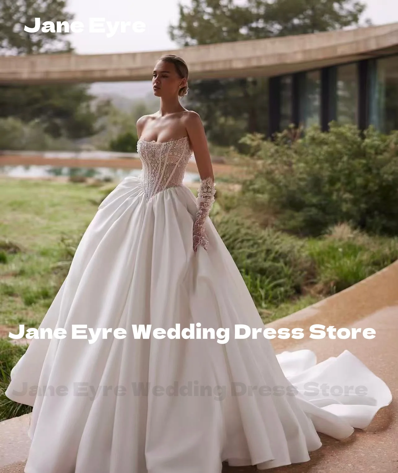 Onelife luxuoso sem alças vestidos de casamento elegante apliques vestidos de noiva graciosos até o chão vestidos de novia