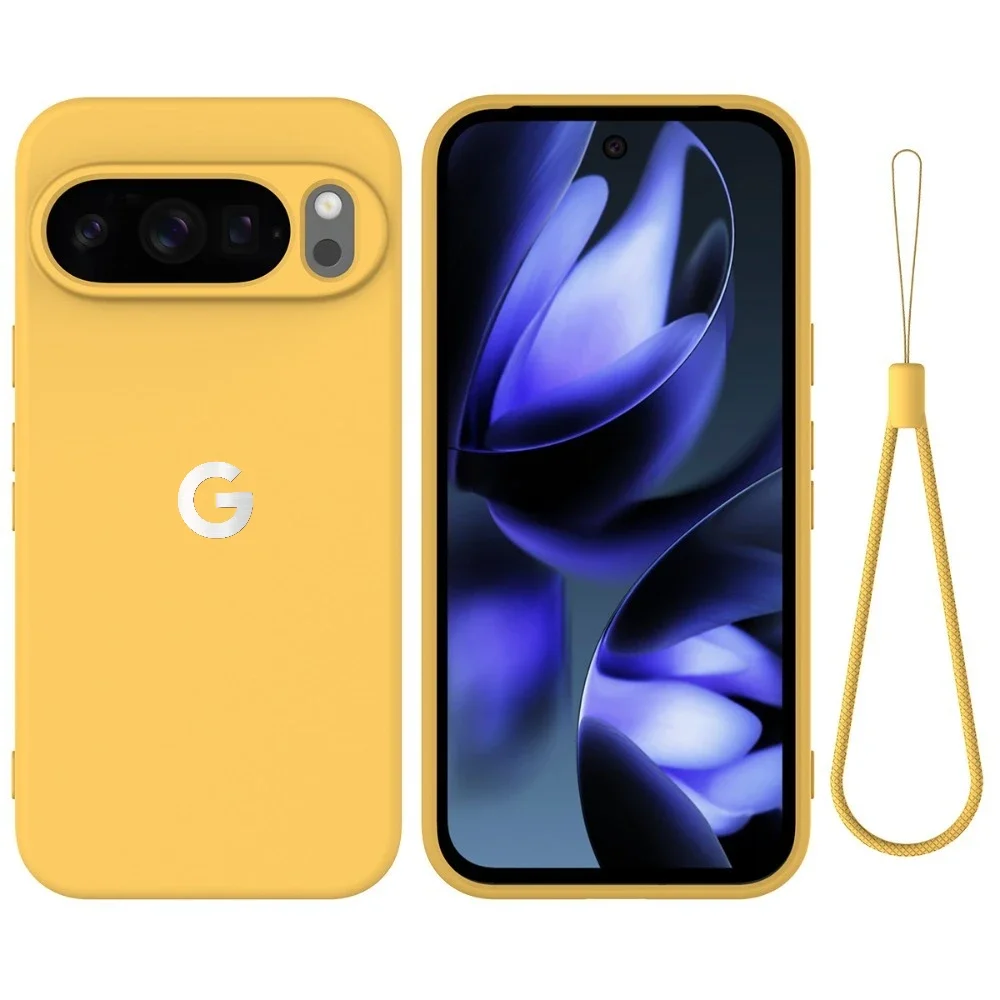 Coque en silicone liquide tendance pour Google Pixel 11 10 9 8 Pro XL 10a 9a 8a, protection antichoc en TPU souple avec sangle de suspension