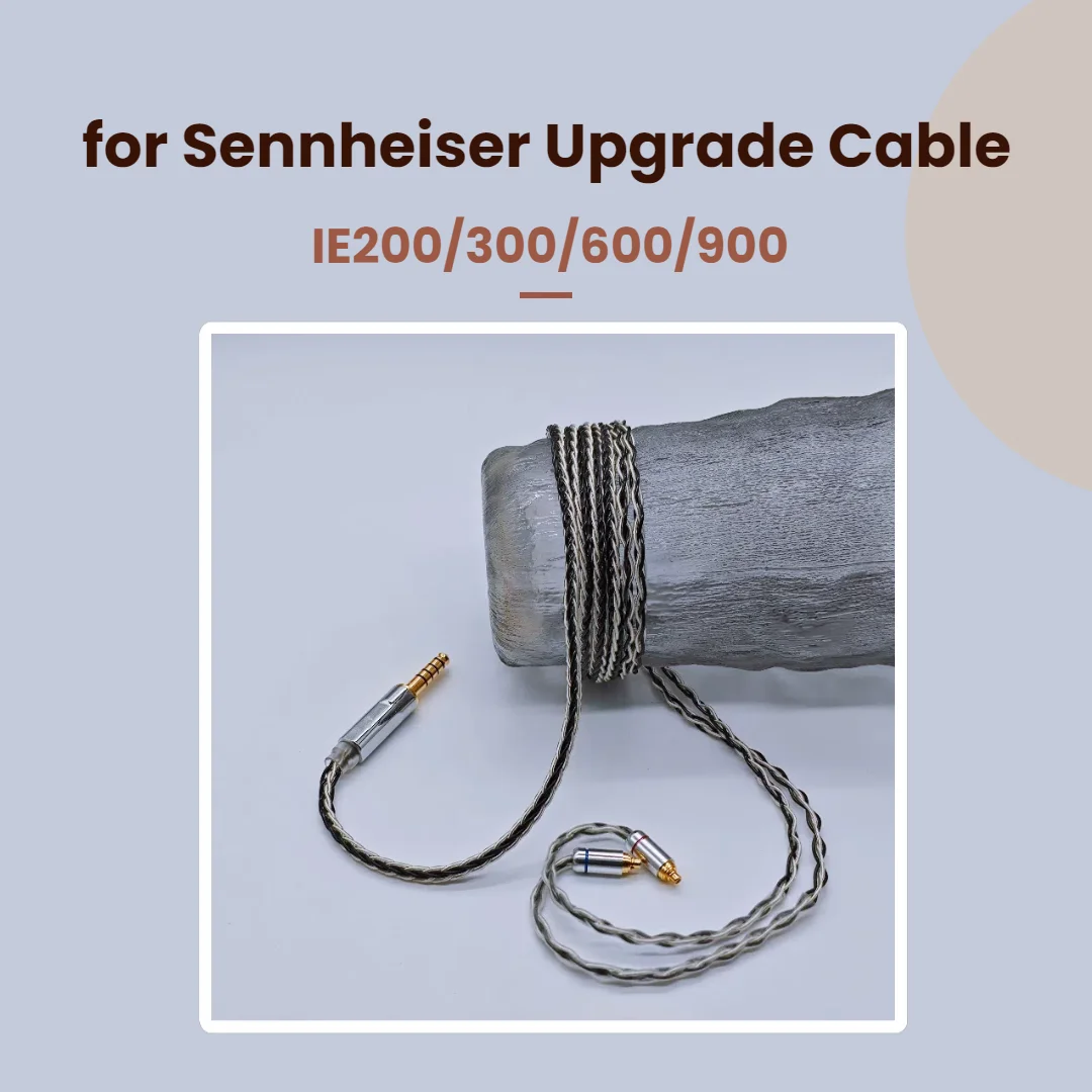 Sennheiser 밸런스드 이어폰 케이블, 마이크 포함, IE200 300 600/900, 4.4mm, 2.5mm, 8 코어 MMCX 헤드폰 케이블