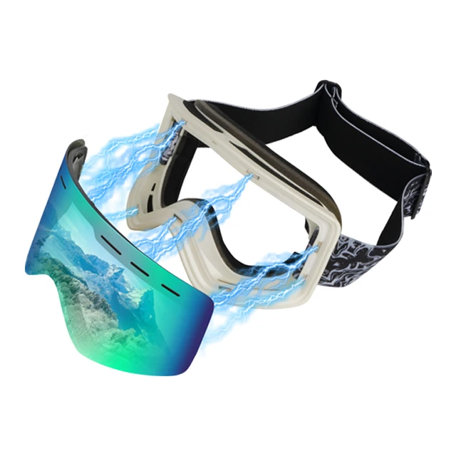 Snow Sports Mask Equipment Anti-fog Fashion Custom UV400 Magnetics Snowboard Ski Glasses Googles with case