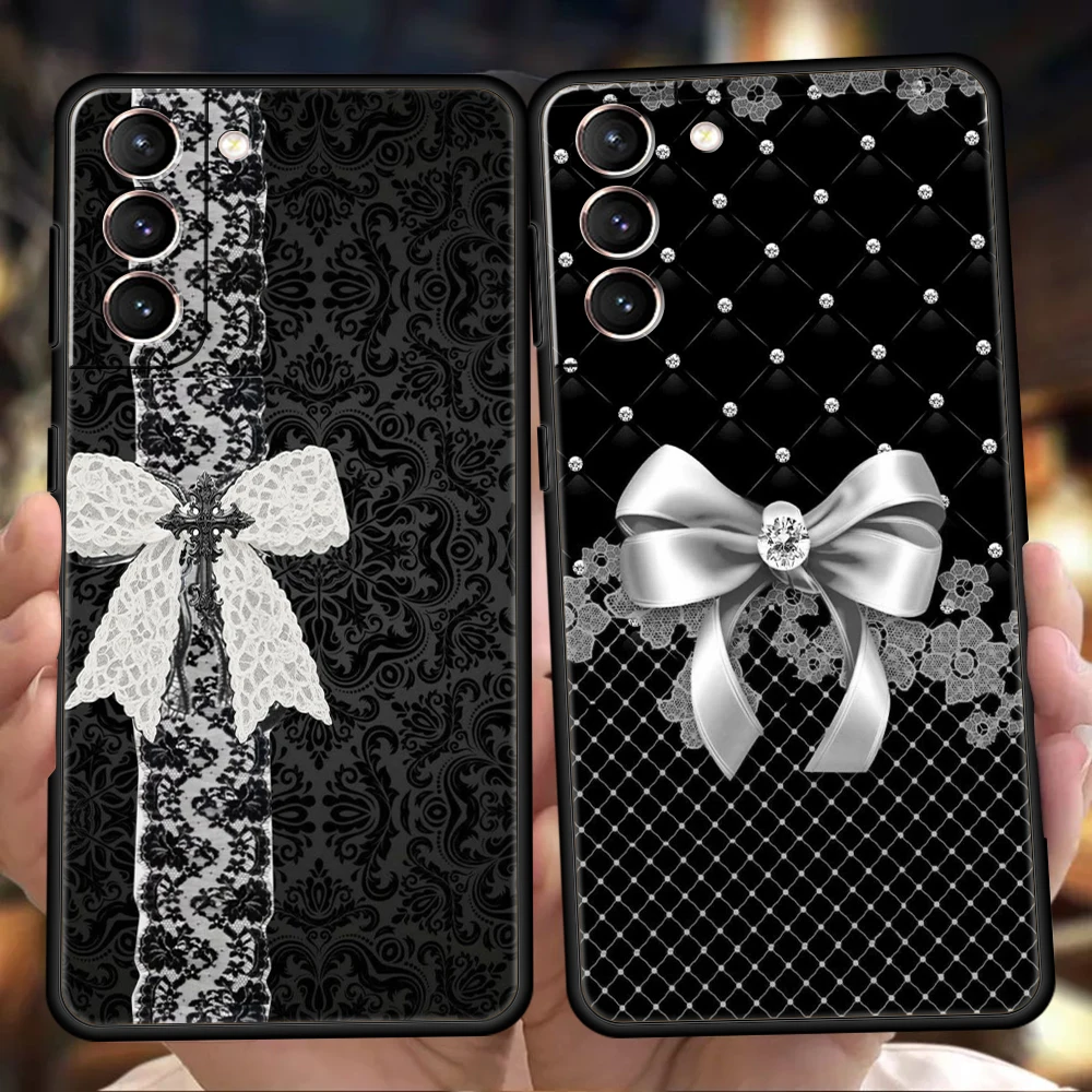 Phone Case for Samsung Galaxy S26 S25 S24 S23 S22 S20 S21 FE Ultra S25Edge Plus Soft TPU Present Cover Black Butterfly Pattern