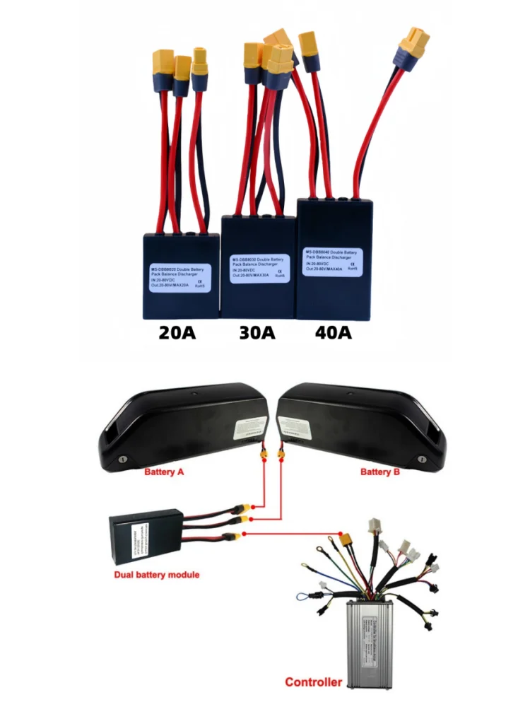 AliExpress GUSTAVO Ebike Double Battery Discharge Converter Switcher Dual Battery Parallel Module  20-80V 20A/30A/40