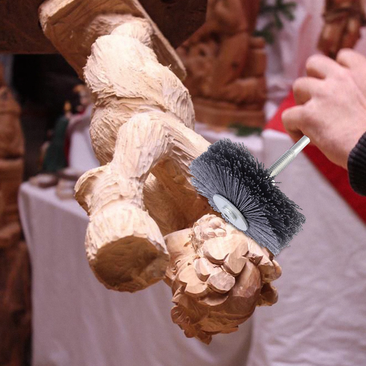 

320 Grit Abrasive Wire Tools Polishing Wheel Head Grinding Brush Silk Wood Carving Rust Removal Paint Sanding