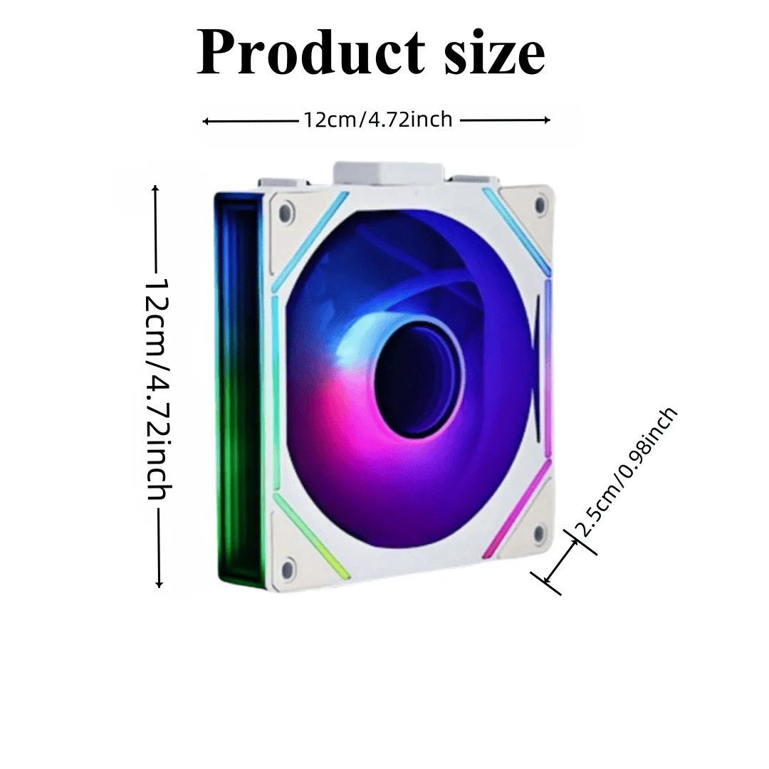 White building block assembly chassis cooling fan supports ARGB light synchronization. High airflow, low noise (with forward fan