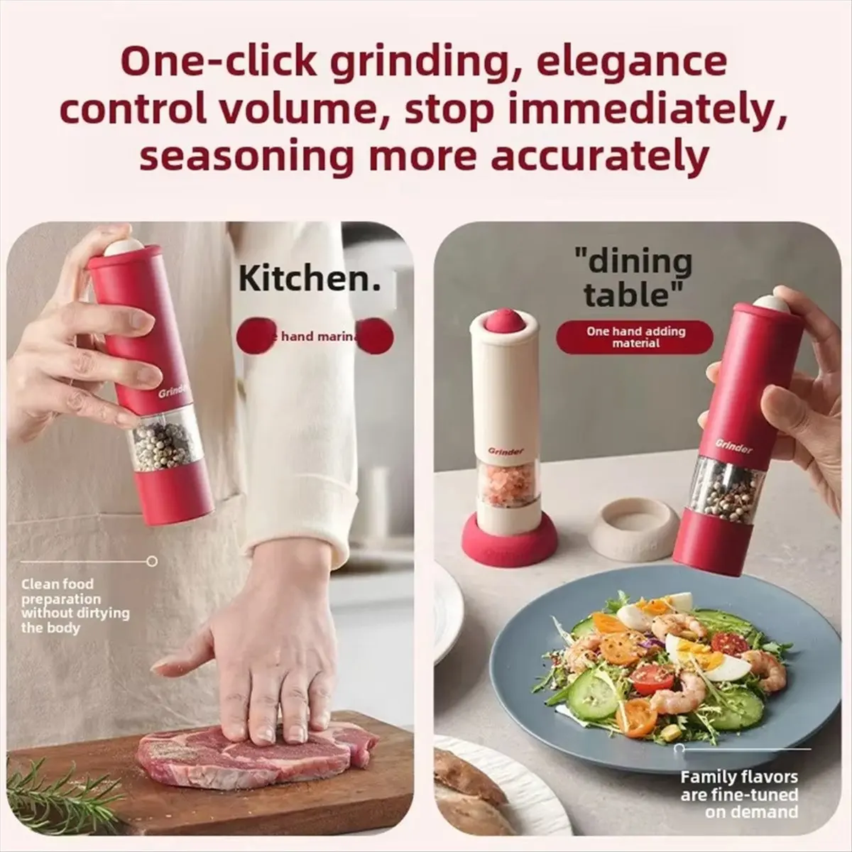 BRILLIANT Electric Pepper Grinder Kitchen Freshly Ground Seasoning Pepper Powder Particles Pepper Grinding Kitchen Utensils A