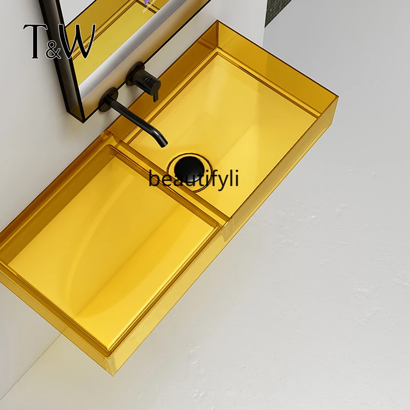 

Transparent resin wall-mounted wash basin Wall-mounted face basin Designer small apartment color basin