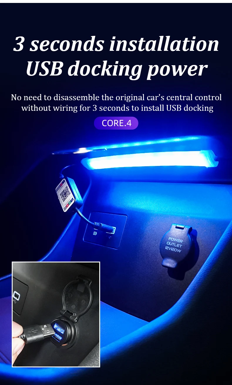 LINNUNU Ambiente-Lichtleiste für Geely Monjaro Xingyue L, 7 Farben, Atmosphäre, Zentralsteuerung, Sattellicht, Innenraum, Auto-Dekoration – Detail 8