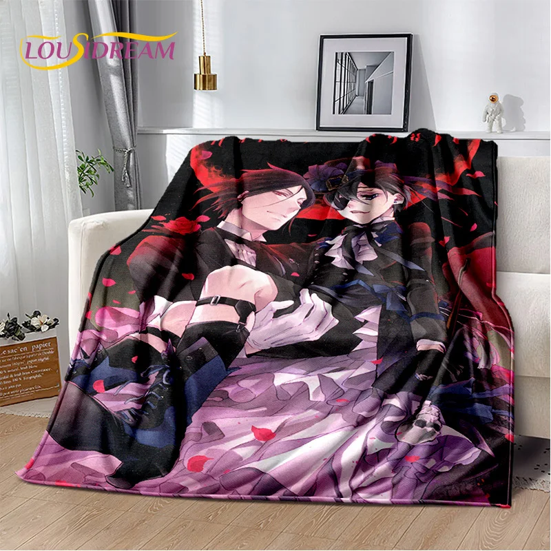 Cartoon Black Butler Anime 3D Blanket,Soft Throw Blanket for Home Bedroom Bed Sofa Picnic Travel Office Rest Cover Blanket Kids