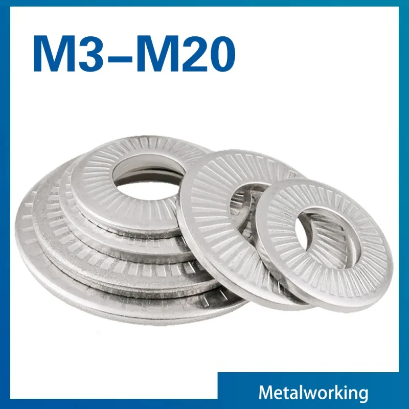 2/ 5/ 10/20/ 50pcs M3 M4 M5 M6 M8 M10 M12 M16 M20 304 Stainless Steel Locking Washer Printing Oblique Lock Washers