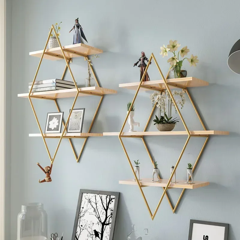 

Nordic Ins Wind Wall Hanging Storage Shelf Beauty Salon Shop Decorative Rack Light Creative Doll Display Holder
