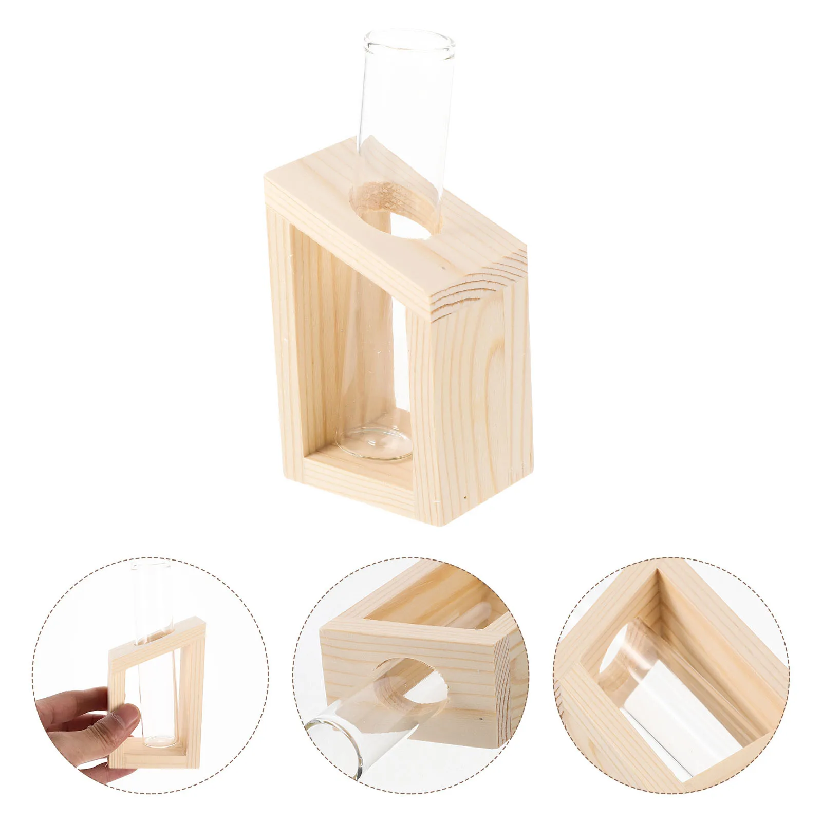 

Glass Test Tube Vase Set for Desktop Plant Terrarium Wood Rack Display Clear Vases for Indoor Plants and Flower Arrangements