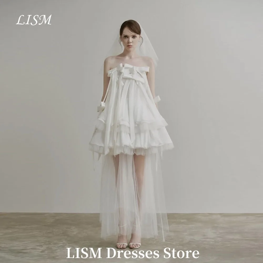

LISM Simple A-Line Korea Wedding Dresses Soft Satin Sleeveless Ankle Length Elegant Bridal Gowns웨딩드레스 Customized Corsets
