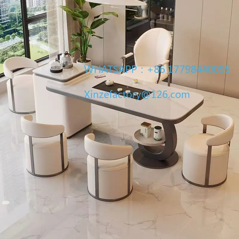 Mesa de chá e cadeira de kung fu italiana personalizável combinação simples e moderna mesa de chá de ardósia