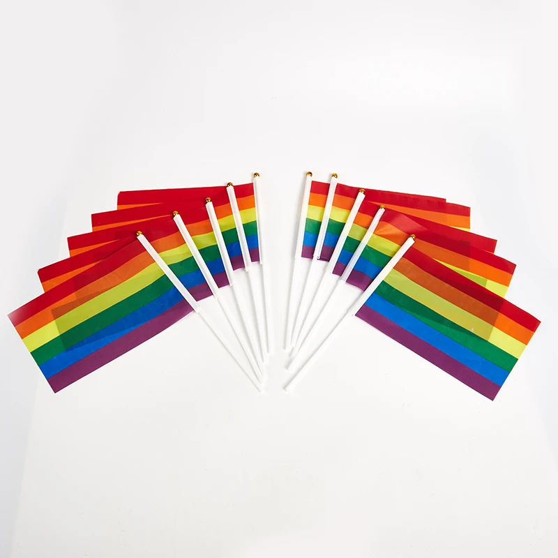 10PCS/Pack Gay Pride Flags Easy To Hold Mini Small Rainbow Flags Parade Festival