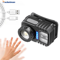 LED Motion Sensor Headlight USB Rechargeable COB Rotating Zoom Headlamp Power Display Torch Outdoor Camping Fishing Head Light