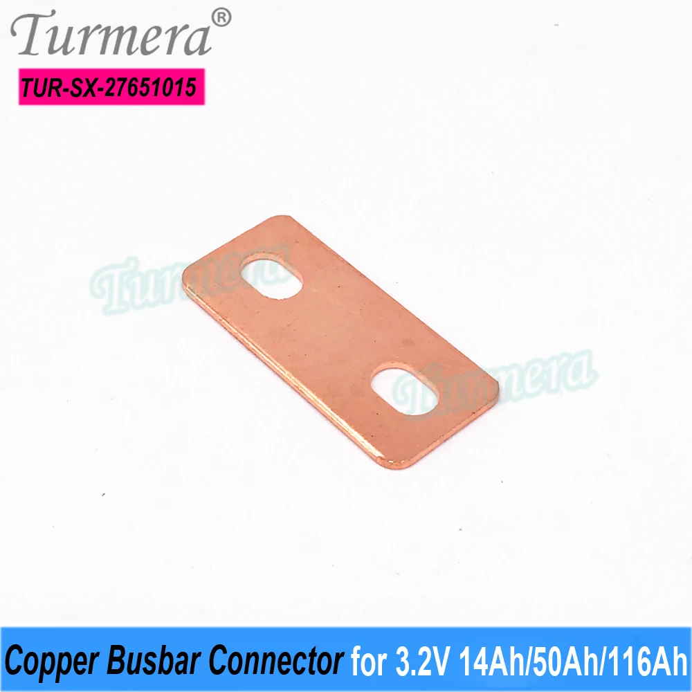 Turmera 12V 48V Busbar Lifepo4 Battery Copper Connecter Hole to Hole 27mm 1.5mm 300A Use in 3.2V 14Ah 50Ah 118Ah Lifepo4 Battery