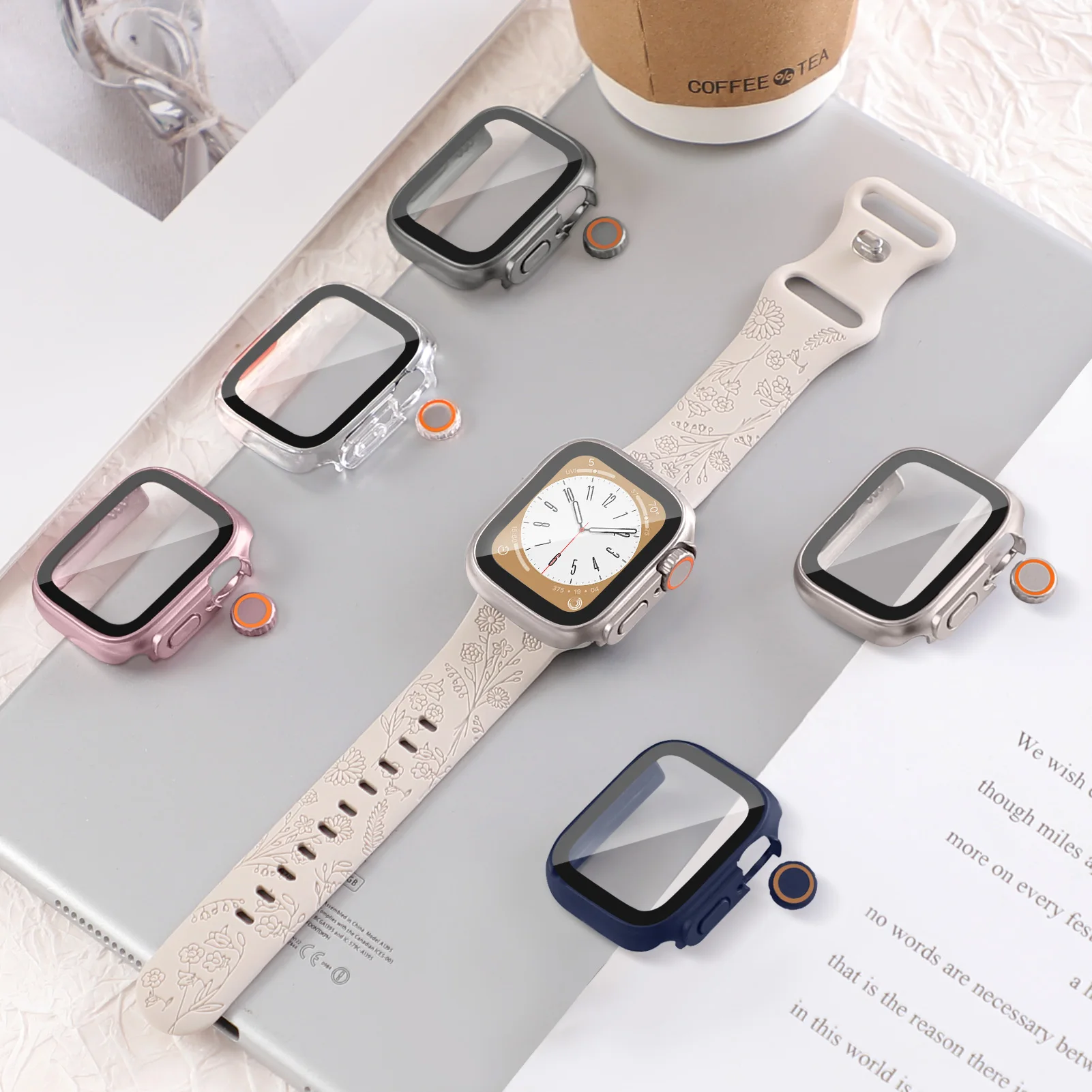 Glass+Case for Apple Watch 44mm 45mm 41mm 40mm 42mm 38mm Screen Protector Cover Change Ultra Bumper iWatch Series 9 8 7 SE 6 5 3