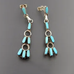 Ethnic Tribal Style Vintage Natural Turquoise Dangle Earrings For Women Jewelry Bohemian Swing Earrings Accessories