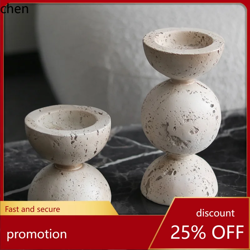 

H1 faux marble candle holder, creative decorative piece for model rooms, hotel dining tables, and as a candle stand accessory