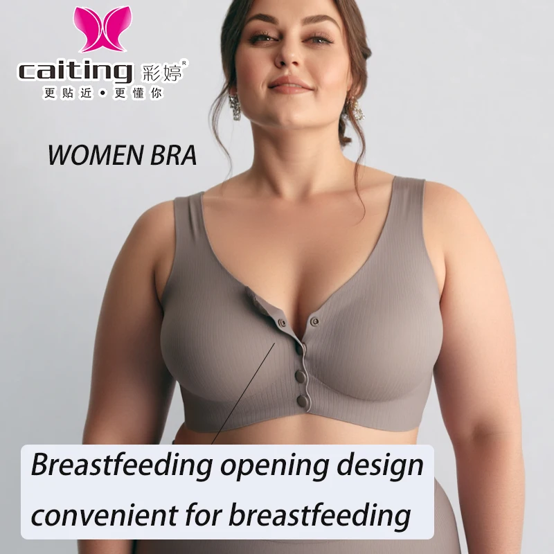 CAITITNG-Sujetador de lactancia para mujer, ropa interior de maternidad con hebilla frontal, lencería de lactancia suave y cómoda de algodón