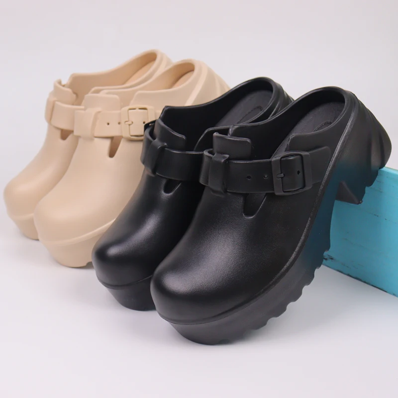 High Fashion Thick Sole Mules Shoes for Women Waterproof Non-slip Clogs Casual Womens Sandals