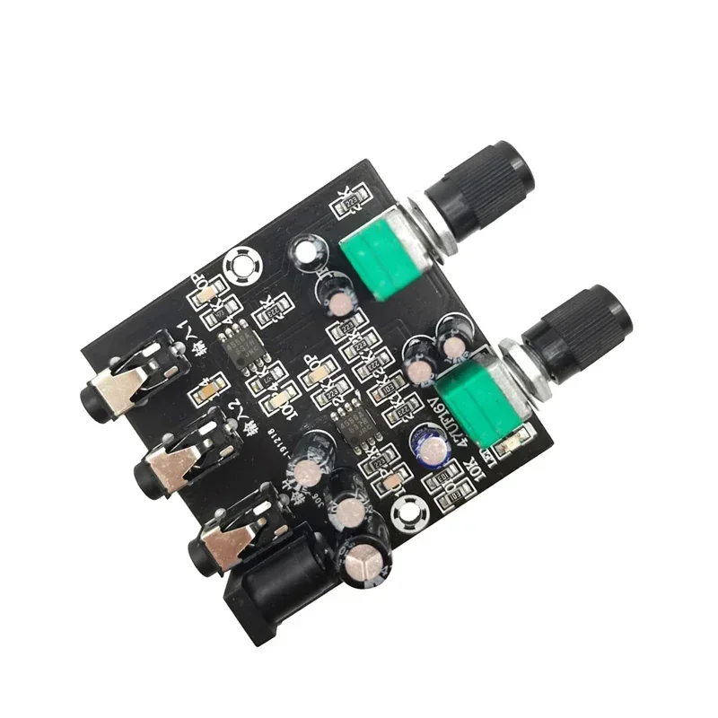 LUSYA 2Way 2CH 2 in 1 out  Stereo Audio Signal Mixer Multi-Channels Mixing Board for reverb amplification Headset Amplifier