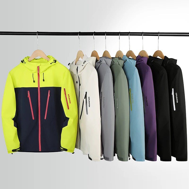 ربيع جديد الرجال سترة تسلق الجبال يندبروف و نسيج مقاوم للماء موضة الهيب هوب تصميم عادية كبيرة الحجم في الهواء الطلق معطف