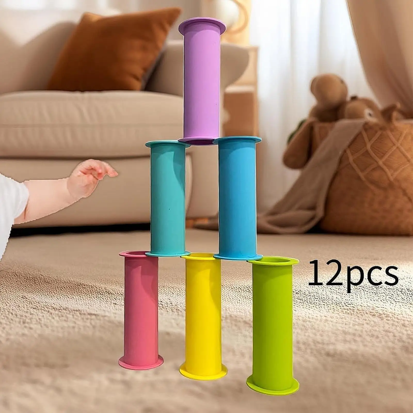 

12Pcs Kids Stacking Cup Toys Travel Party Gift Developmental Toys Early Development Activity for 1 Year Old Kids Baby Boy Girl