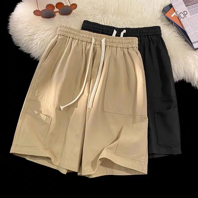 

Летние мужские вязаные повседневные шорты из дышащего хлопка с завязками на талии, свободные спортивные шорты, мужские спортивные шорты для тренировок