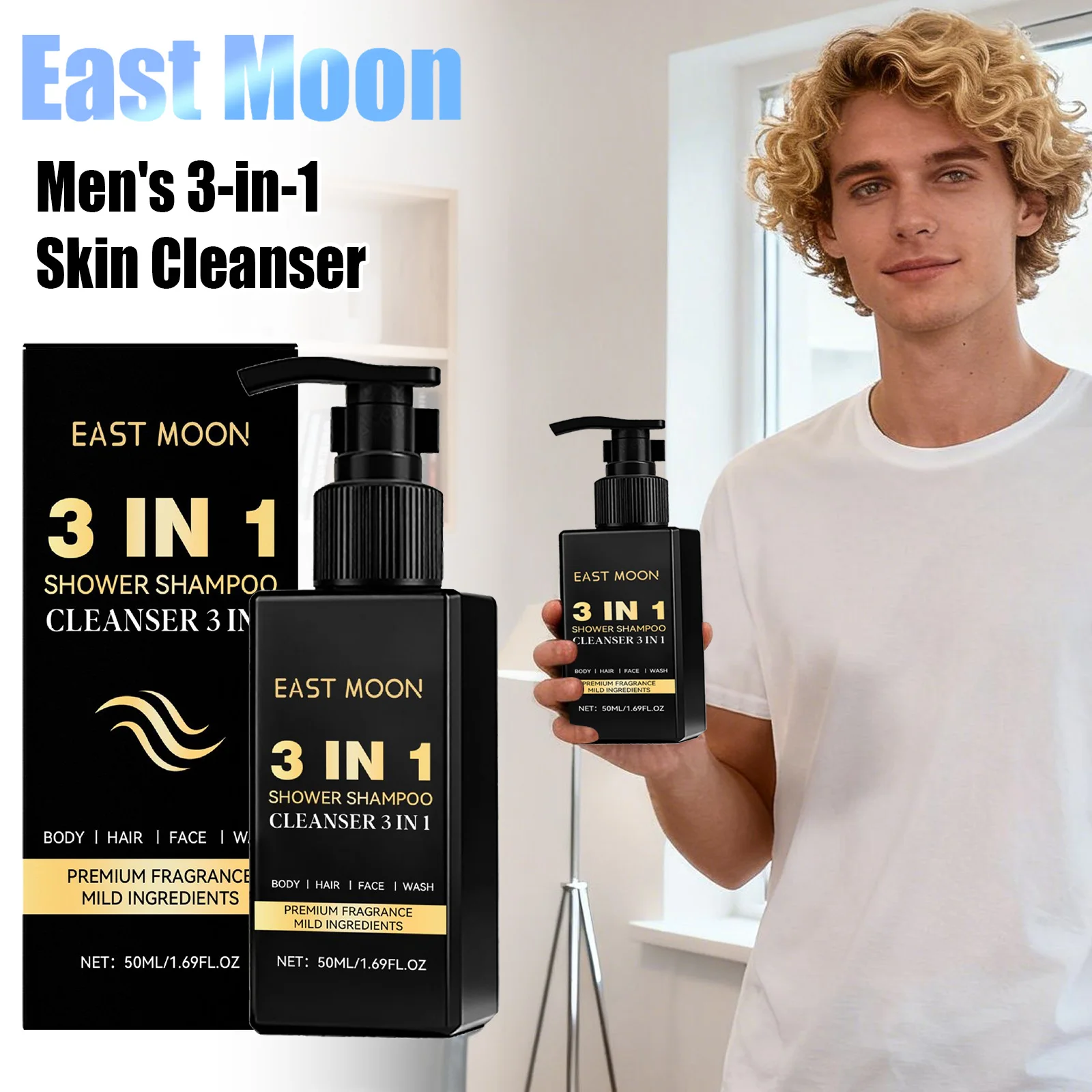 

East Moon Men 3-In-1 Facial Cleanser High Efficiency Deeply Cleansing Oil Control Lasting Moisturizing Skin Cleanser Creams 50g