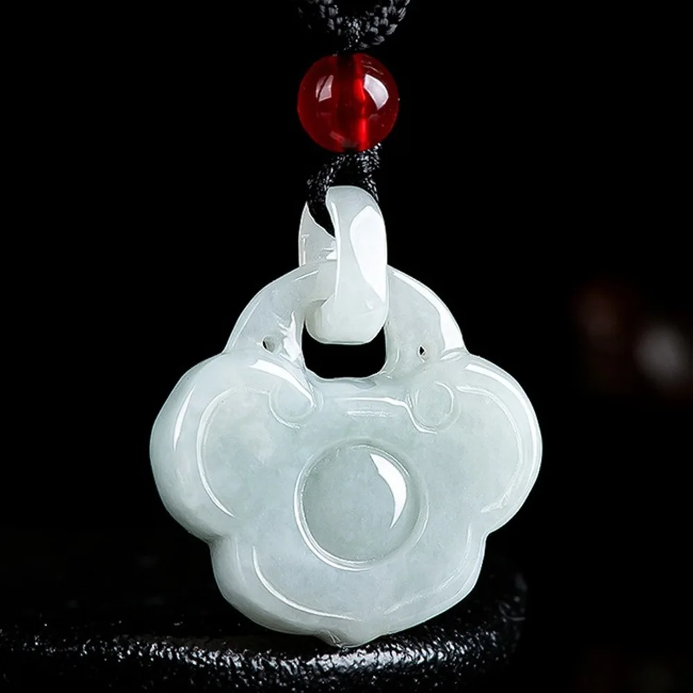 

Real Natural Grade A Jade Jadeite Men Women Lucky Bless Ruyi Lock Pendant