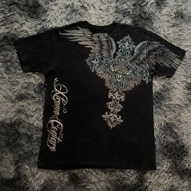 

Женская футболка Xtreme в стиле ретро с библейским Писанием, большим изображением и принтом, с короткими рукавами, хлопковый топ в готическом стиле High Street