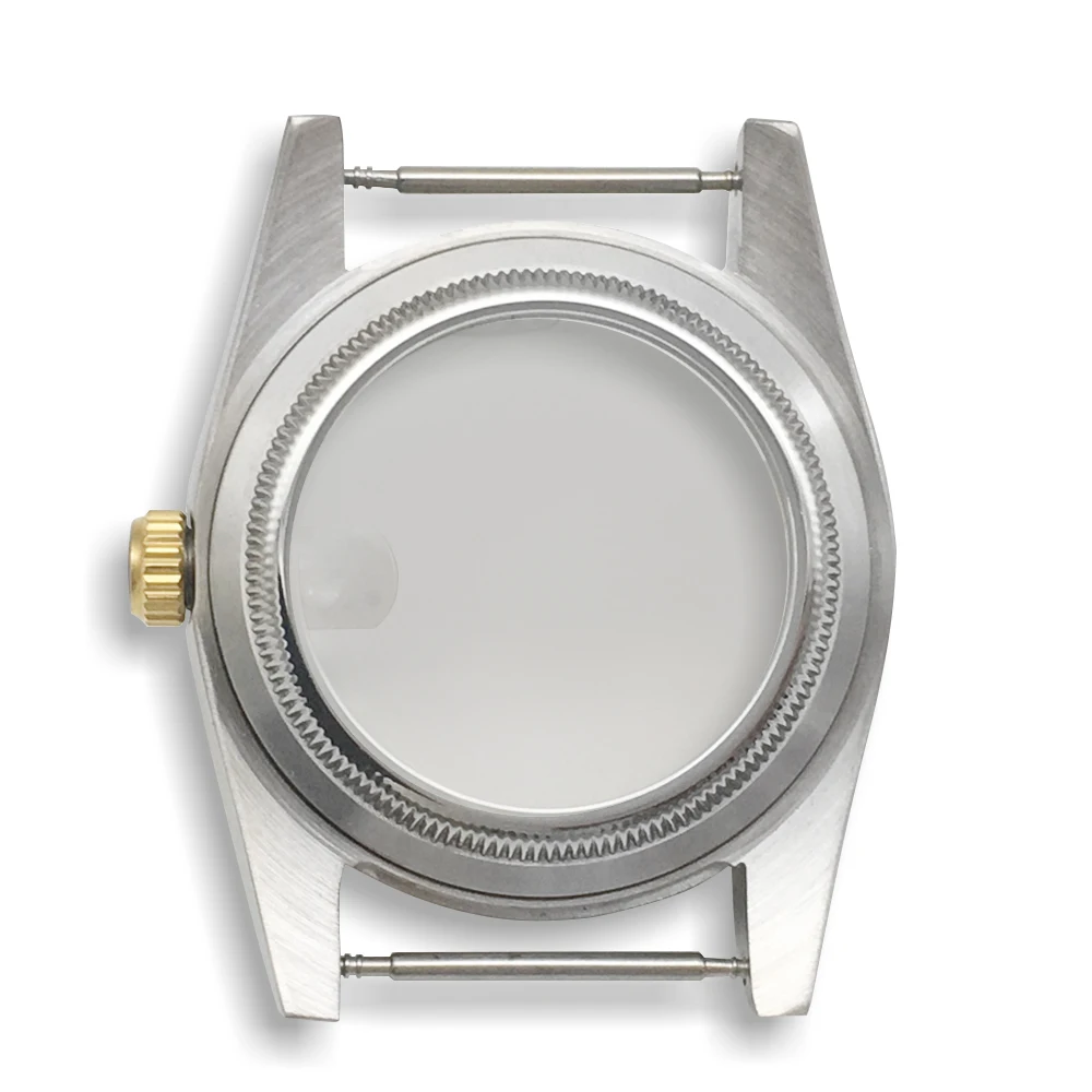 5ATM 36 مللي متر حافظات الساعات الفاخرة الياقوت الزجاج العلوي مقاوم للماء صالح NH35 حركة 28.5 مللي متر الطلب المسمار تاج