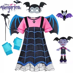 Маскировка вампира на Хэллоуин, детская одежда, детское платье Vampirina с крыльями, перчатки, Детский костюм на День всех святых для девочек