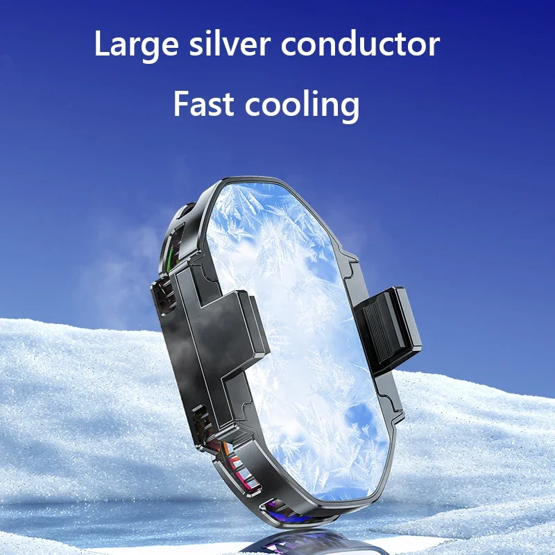 Back Clip Semiconductor Cooling Mobile Phone Cooler Radiator Dual Fans Digital Display for Android/iOS Live Streaming & Gaming