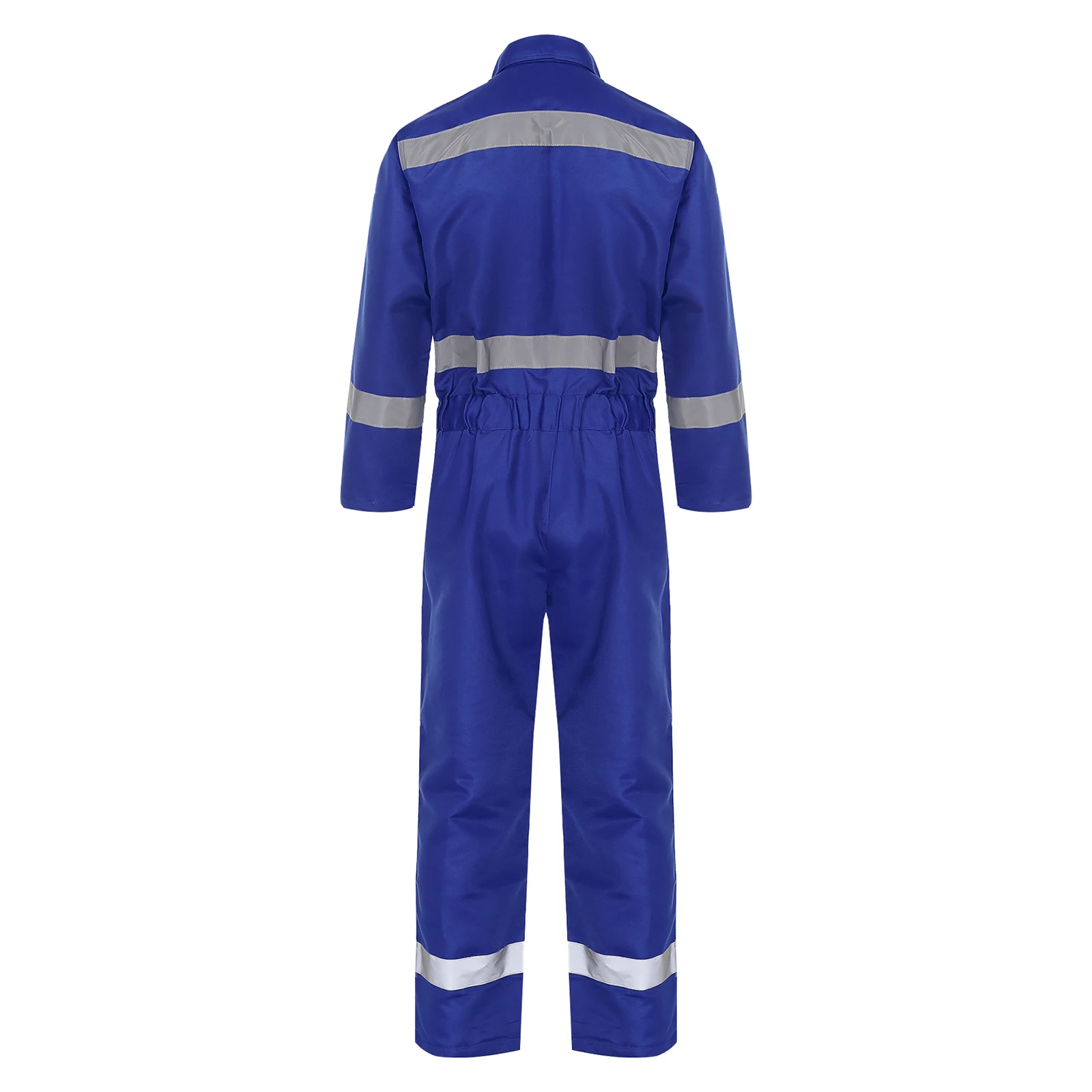 Mannenarbeider Reflecterende Strepen Overall Fabriekswerk Uniform Turn-Down Kraag Lange Mouw Rits Jumpsuits