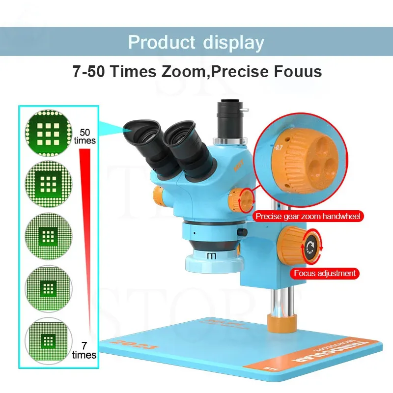 Mikroskop Relife Trinocular z dużą podstawą roboczą 7-50 razy ciągły Zoom mobilny do płyty głównej do telefonu naprawa PCB RL-M5T-B11 HD