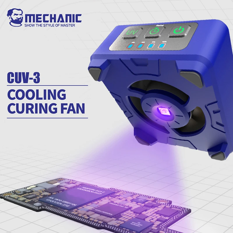MECHANIC CUV-3 Lampa utwardzająca UV i wentylator chłodzący Rozpraszanie ciepła dla telefonu komórkowego Tablet Płyta główna Zielony olej Narzędzia naprawcze