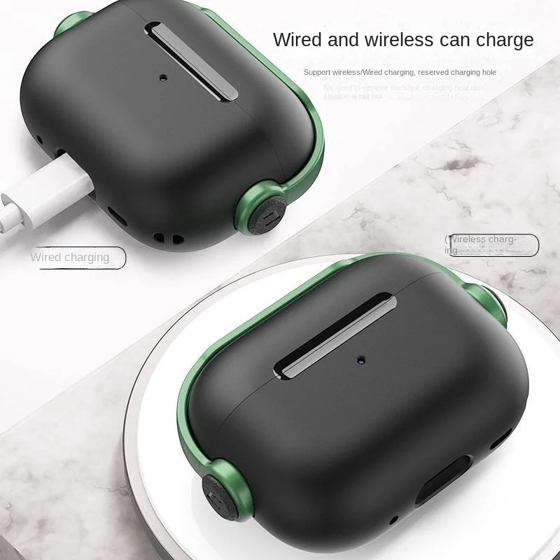 حافظة قابلة للقفل لسماعات الأذن ، حقيبة سماعة مع حامل ، غطاء مضاد للتصادم ومضاد للسقوط ، سماعات AirPods 1 ، 2 ، Pro ، 3 Pro